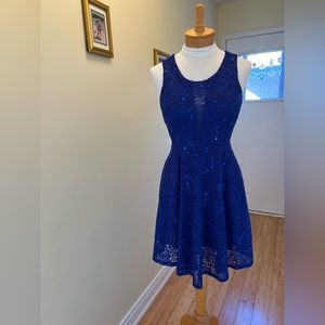 Royal Blue Fit & Flare Sparkle Dress